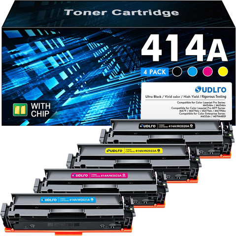 414A Toner Cartridges 4 Pack (with Chip) Replacement for HP M479fdw Toner cartridges 414X 414A Black Toner Cartridge to use with HP Color LaserJet Pro MFP M479fdw M479fdn M454dw M454dn Printer
