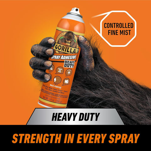 Gorilla Spray Heavy Duty Adhesive, Repositionable, Clear, 14 oz