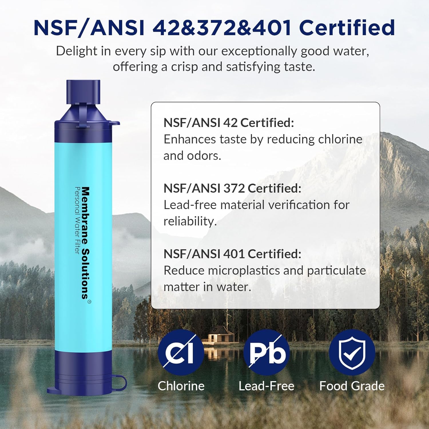 Membrane Solutions Personal Water Filter Straw S1