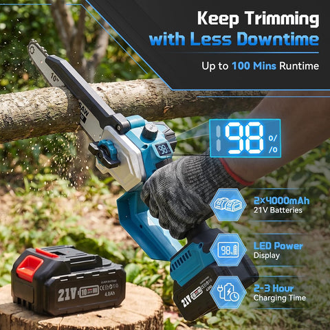 10-Inch 2-in-1 Cordless Pole Saw & Mini Chainsaw for Tree Trimming