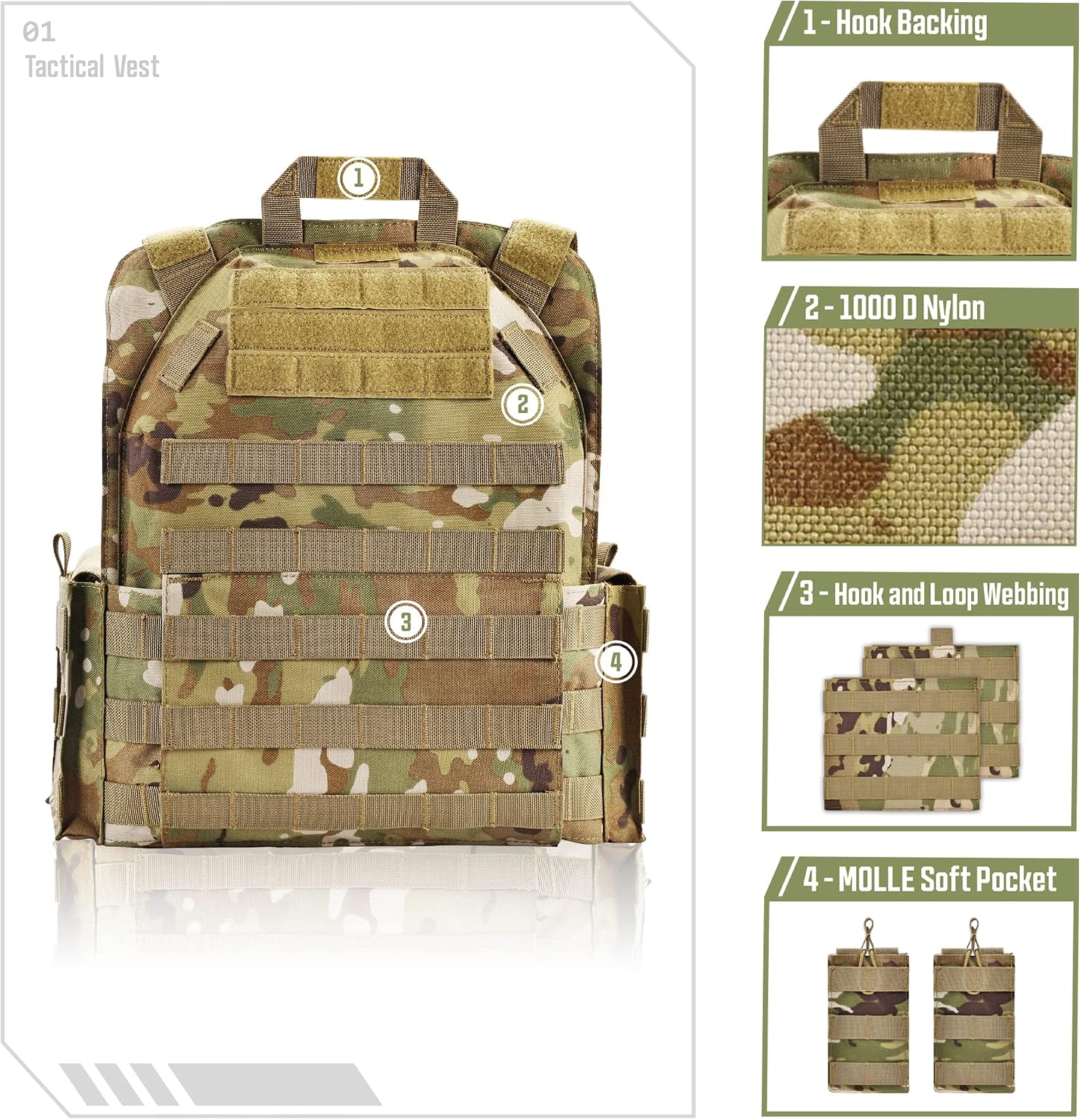 GFIRE Tactical Vest, Quick Release Lightweight Breathable Vest for Training