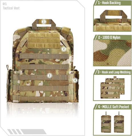 GFIRE Tactical Vest, Quick Release Lightweight Breathable Vest for Training