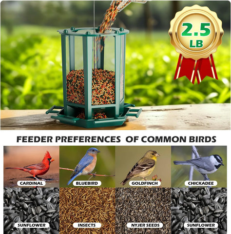 Birdream 4 Pack Bird Feeders for Outdoor Hanging, 10 LB Fun Installation Retro Pagoda Design Bird Feeder, Attracting Wild Birds Chickadees Goldfinches Cardinals Finches and Sparrows (Green)