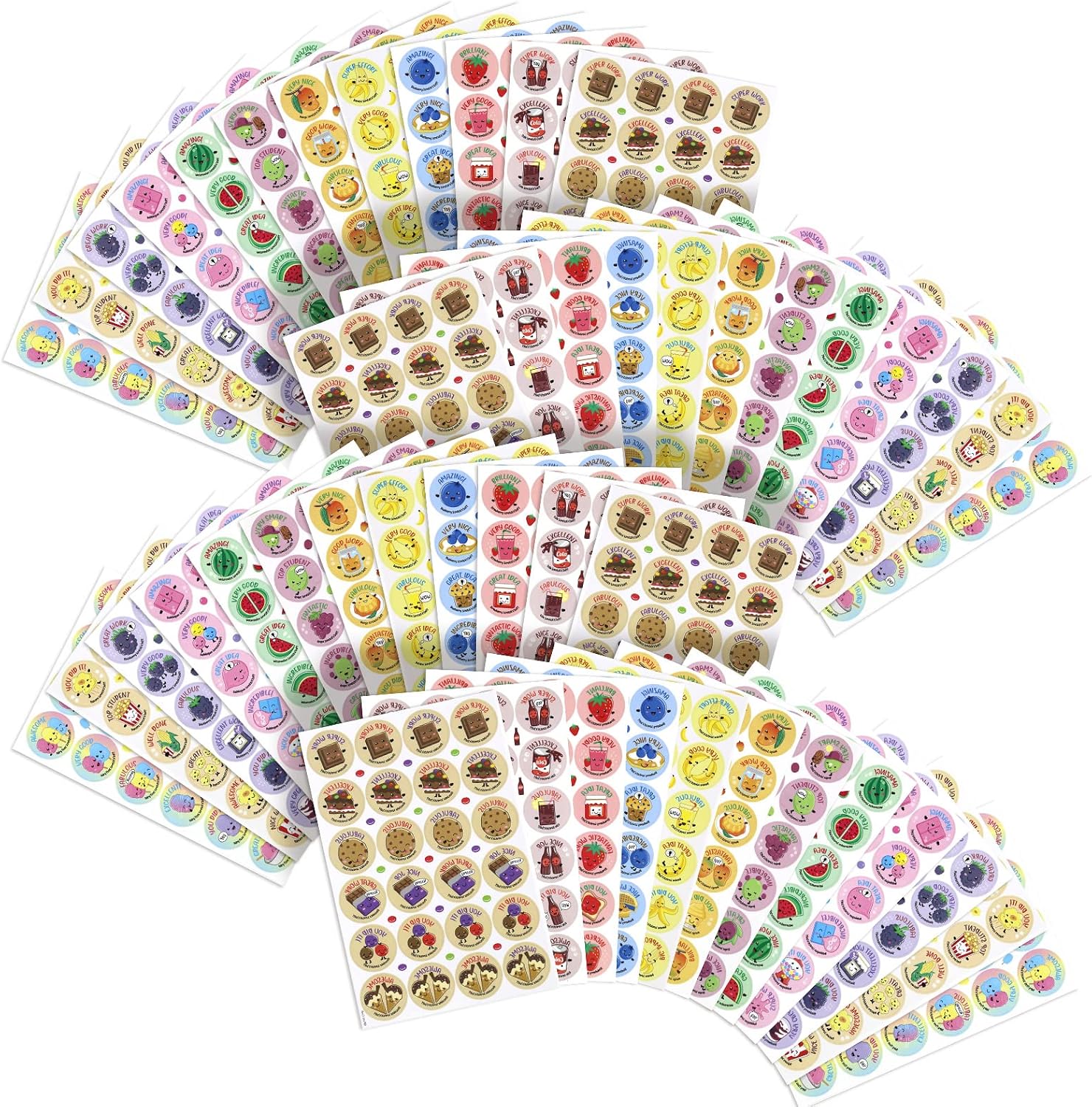 Scratch and Sniff Stickers, 1152 Pieces Fruits and Foods Smelly Stickers, 12 Different Scents, 48 Sheets, Reward Motivate Stickers for Kids, Teachers, Crafts, Party Favor, Christmas Gift