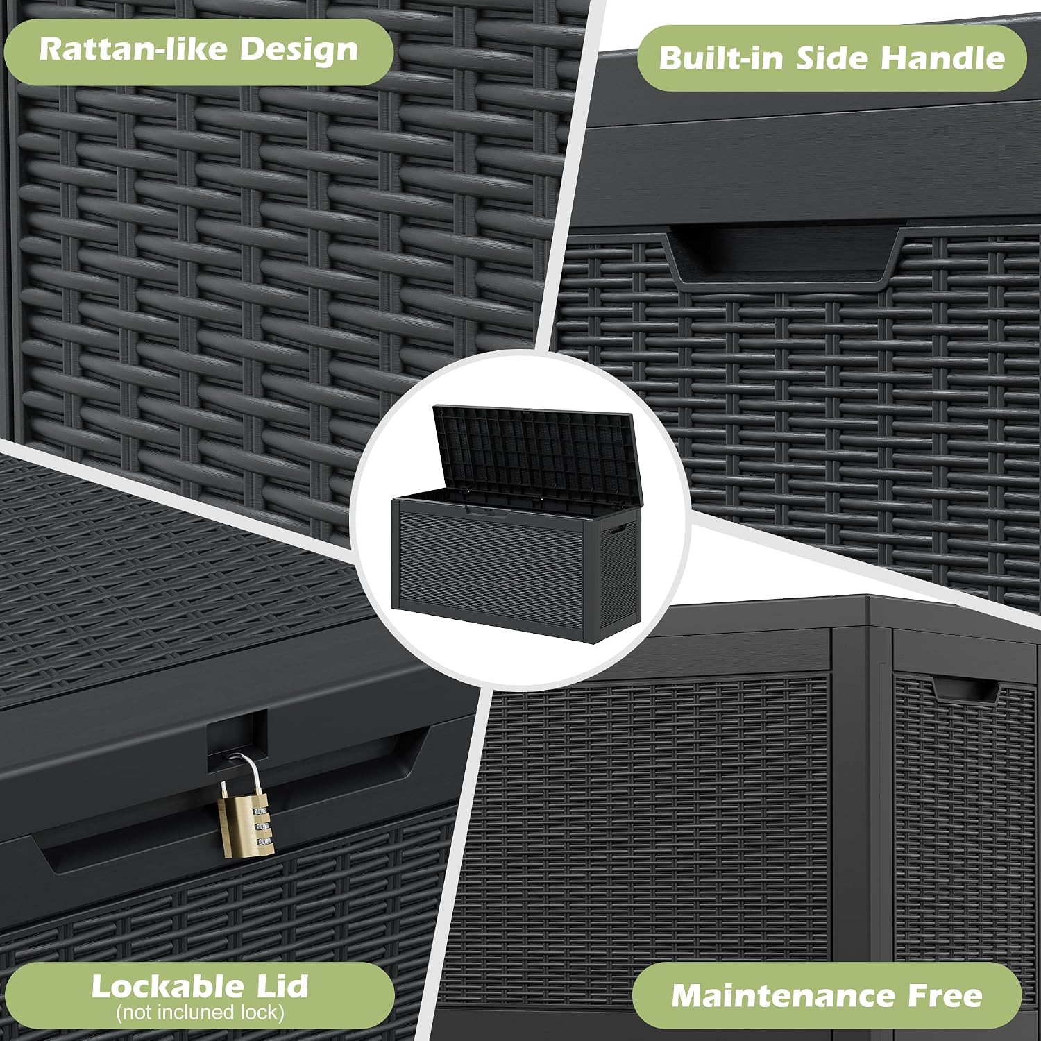 Outdoor Storage Box Waterproof, 75 Gallon Deck Box for Patio Storage