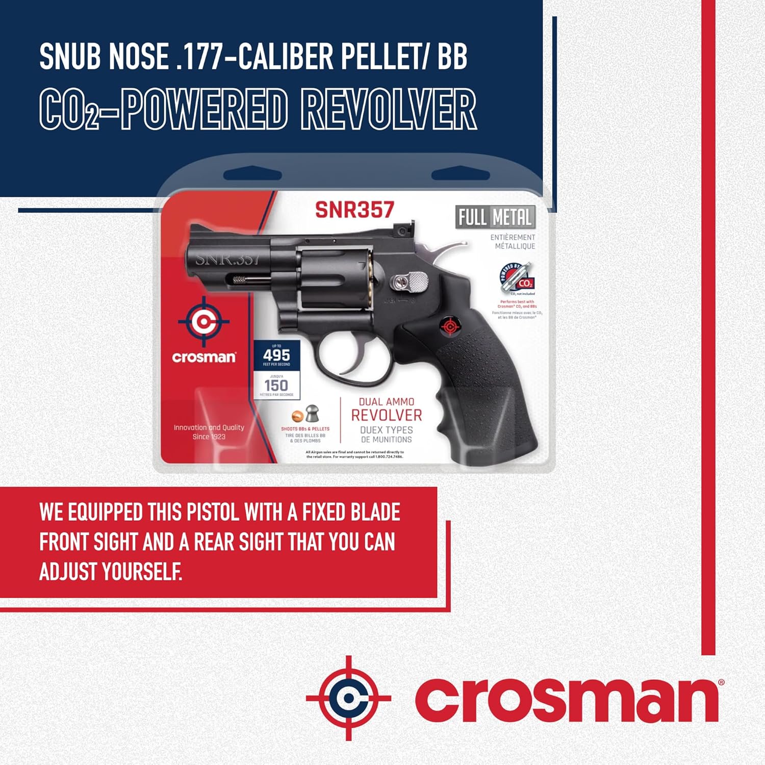 Crosman SNR357 Snub Nose .177-Caliber Pellet/BB CO2-Powered Revolver