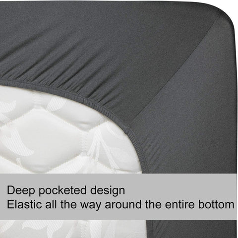 N&Y HOME Stretchy Twin Size Fitted Sheet Only, Jersey Knit, Hemp Gray