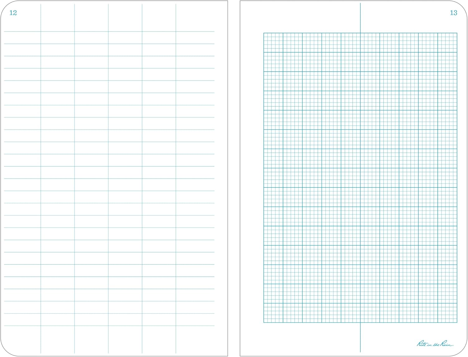 Rite In The Rain Weatherproof Hard Cover Notebook, 4.75" x 7.5", Yellow Cover, Metric Field Pattern (No. 360F)