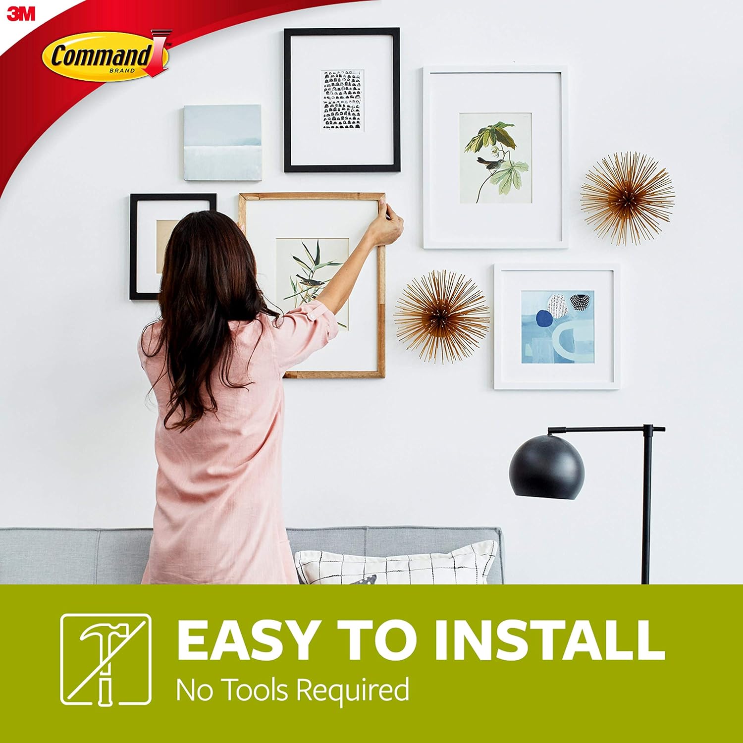Command Large Universal Frame Hanger, 3-Hangers, 6-Strips, 6-Frame Stabilizer Strips, 4-Pack, Decorate Damage-Free