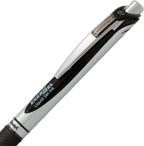 Pentel EnerGel RTX Retractable Liquid Gel Pen, (0.7mm), Medium Line, Metal Tip, Black Ink, Pack of 2 (BL77BP2A)