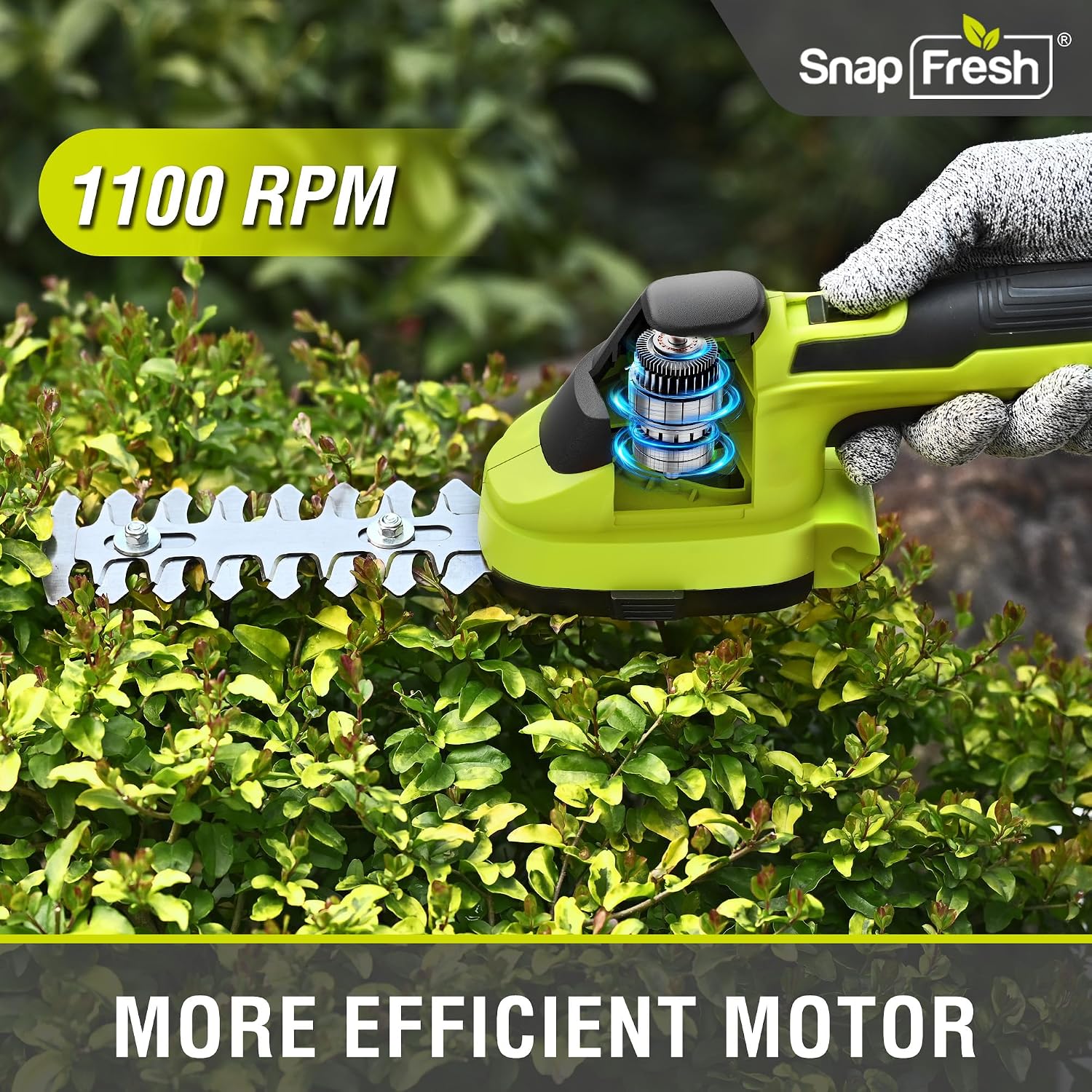 SnapFresh Cordless Grass Shear Bush Trimmer, 2 in 1 Handheld Hedge Trimmer, 7.2V Electric Grass Trimmers, Lightweight Shrubbery Trimmers Battery & Charger Included, Shrub Trimmer for Garden(Green)