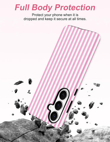 Magnetic Striped Phone Case for Samsung Galaxy S26 Plus, Pink