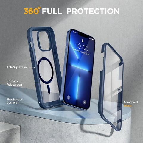 miracase for iPhone 13 Pro Case 6.1",Built-in Screen Protector,Dark Blue