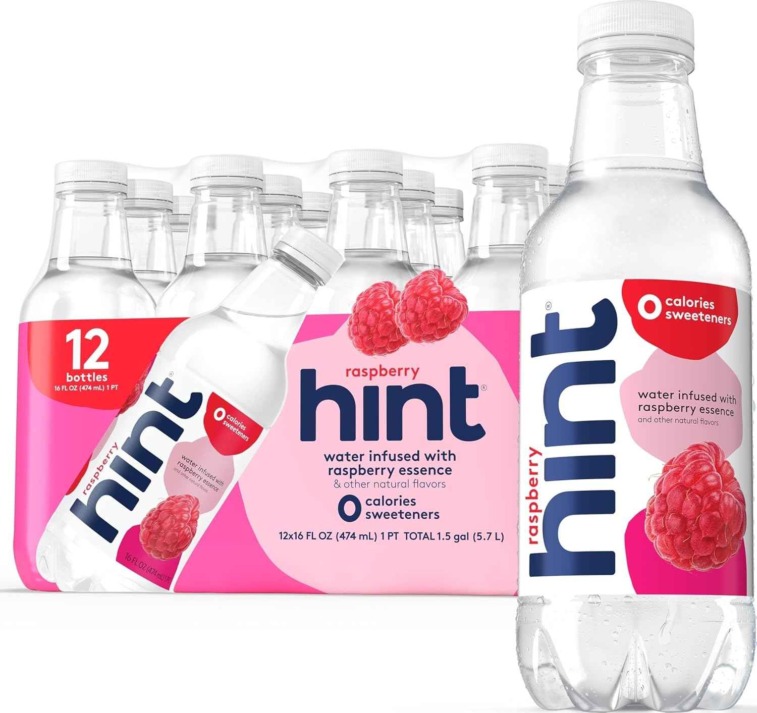 Hint Flavored Water Zero Sugar 0 Calories - Raspberry (12 pack)