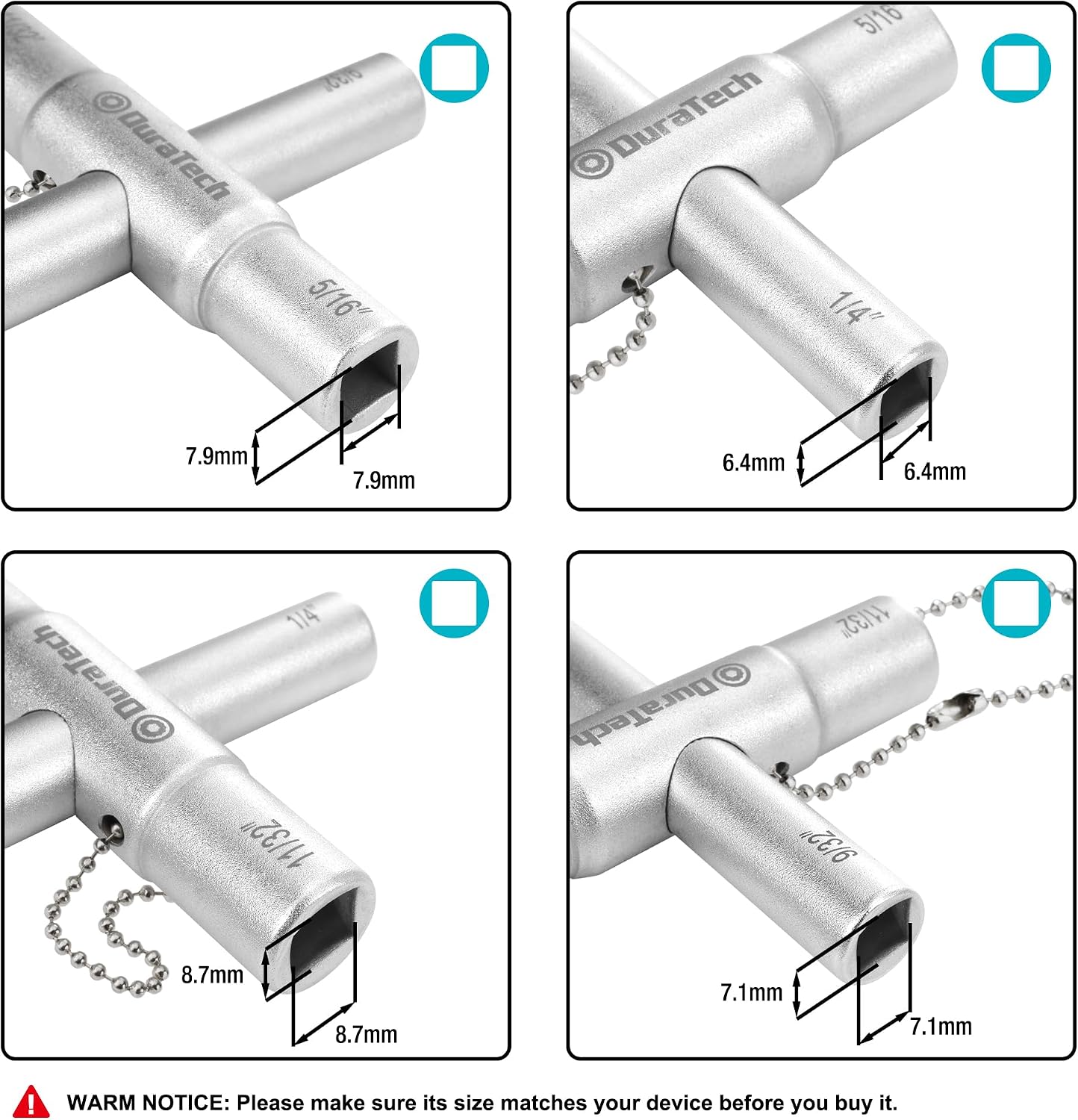 DURATECH 4 Way Sillcock Key Set, 2-Pack, for Valve, Faucet, and Spigots
