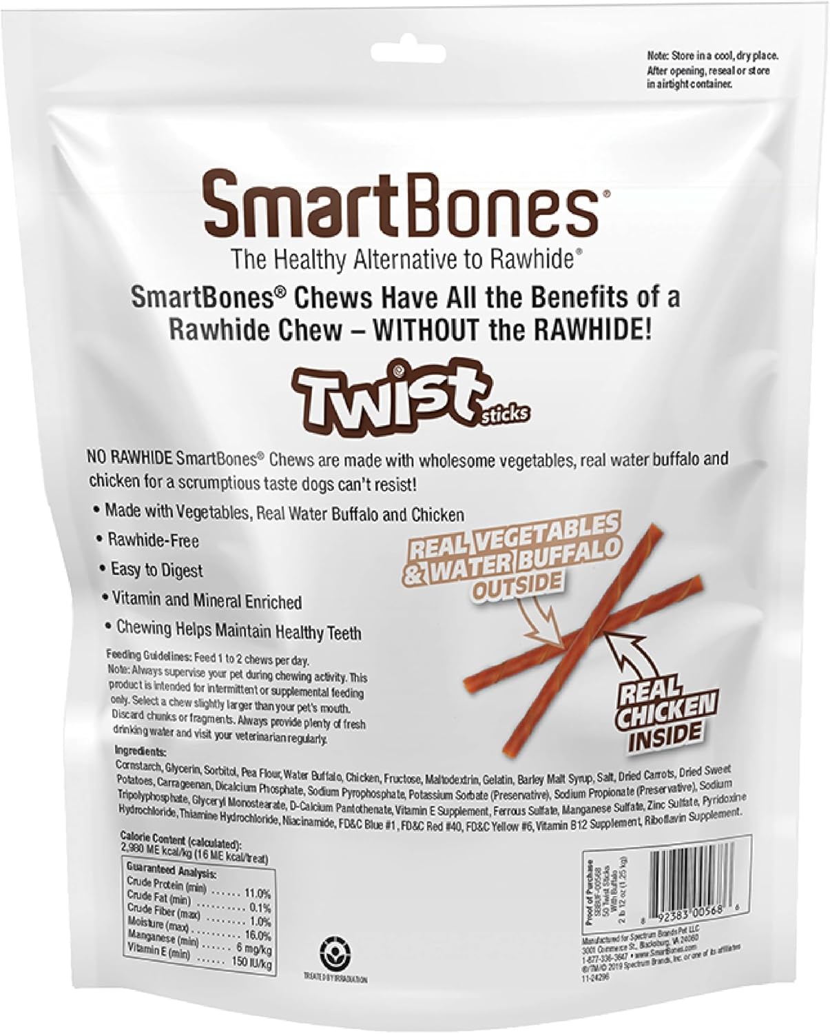SmartBones Twist Sticks Rawhide-Free Dog Treats, Water Buffalo, 50 Count