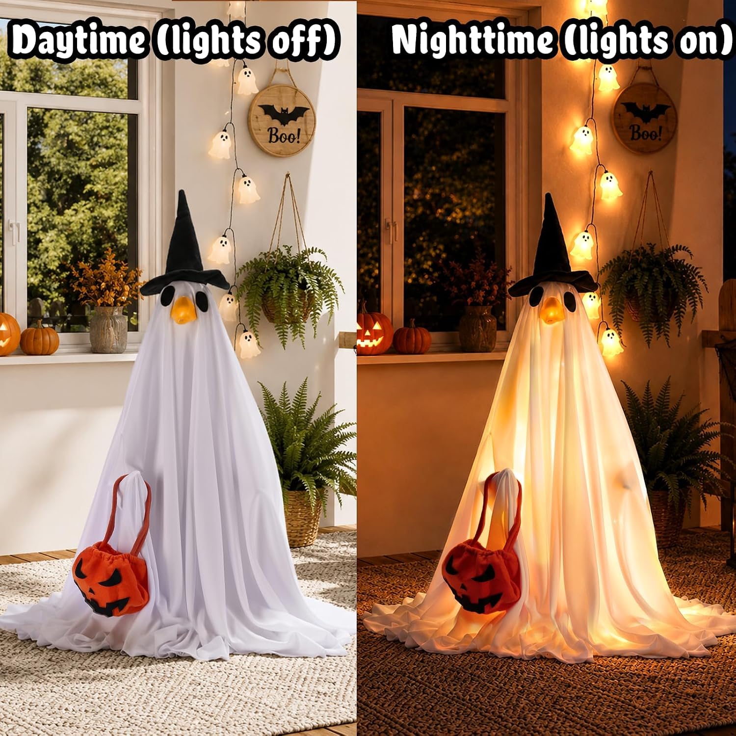 Halloween Lighted Ghost Porch Goose Outfits for 23 Inch Statue