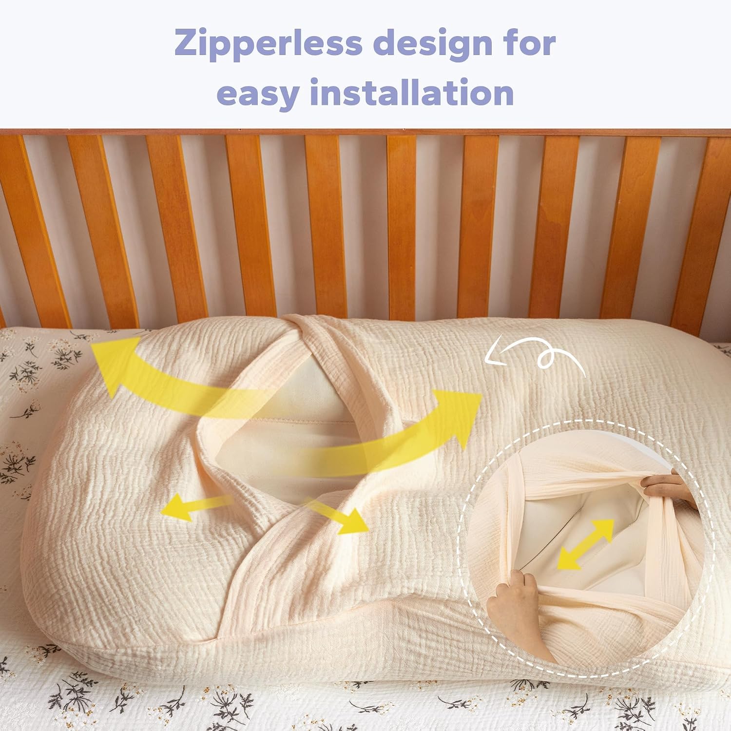 FUNUPUP Muslin Baby Lounger Cover Only, Beige