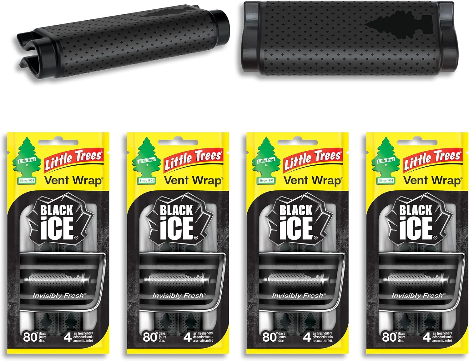 LITTLE TREES Car Air Freshener | Vent Wrap Provides Long Lasting Scent, Invisibly Fresh | 16 Air Fresheners | Black Ice