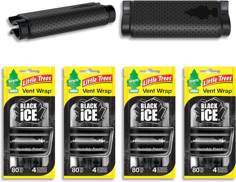 LITTLE TREES Car Air Freshener | Vent Wrap Provides Long Lasting Scent, Invisibly Fresh | 16 Air Fresheners | Black Ice