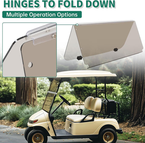 ECOTRIC Tinted Windshield Compatible with 1982-2000 5 Club Car DS Golf Cart
