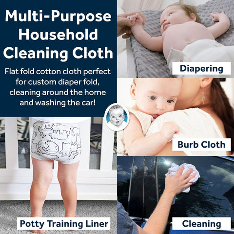 Gerber Unisex Baby Boys Girls Birdseye Flatfold Cloth Diapers Multipack White 20 Pack
