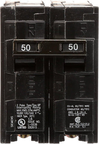 Q250 50-Amp Double Pole Type QP Circuit Breaker