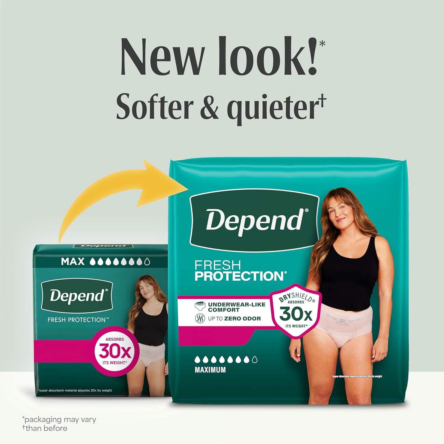 Depend Fresh Protection Adult Diapers for Women, Medium, 30 Count