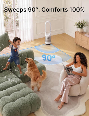 Bladeless Fan for Bedroom, 22" Tower Fan with Remote, 8 Speeds, 9 Hour Timer, 90° Oscillating, LED Display with Auto Off, Easy to Clean, Bladeless Desk Fan for Bedroom, Kitchen, Office