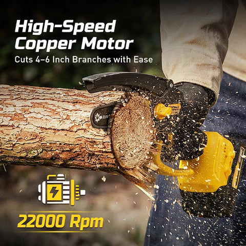 6-Inch Mini Chainsaw Cordless, 21V 2.0Ah Battery Powered Electric Pruning Saw, One-Hand Chain Saw for Tree Trimming, Lightweight, Small and Easy Control for Seniors, Women, Beginners & Yard Work