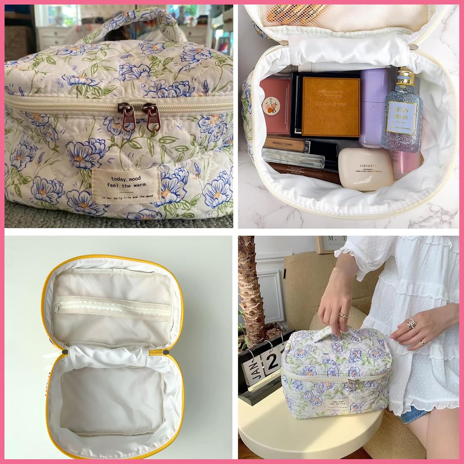 uekeboag Large Travel Quilted Makeup Bag for Women