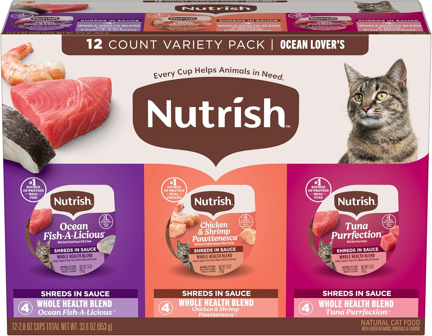 Nutrish Ocean Lover's Wet Cat Food Variety Pack, 2.8 oz. Cup (Rachael Ray)