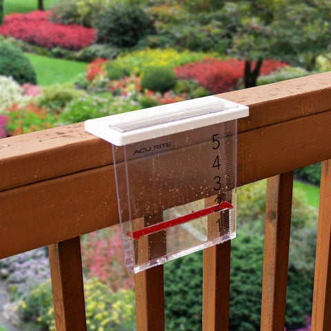 AcuRite Waterfall Rain Gauge with 5-inch Rainfall Capacity (00858W), Clear
