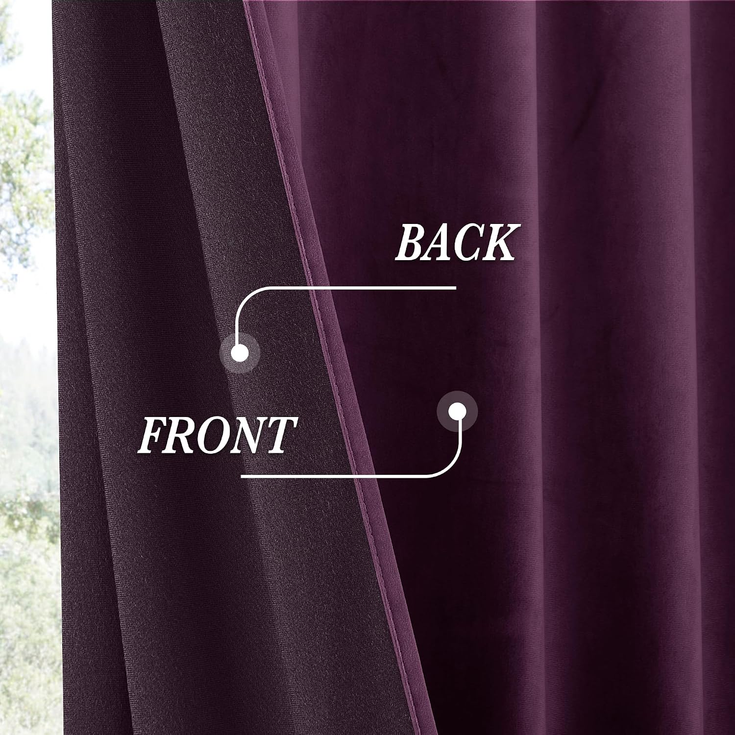 RYB HOME Purple Velvet Blackout Curtains 90 inches for Bedroom Living Room