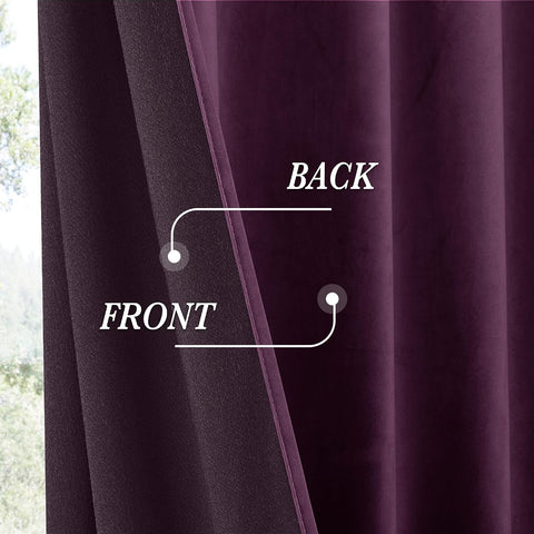 RYB HOME Purple Velvet Blackout Curtains 90 inches for Bedroom Living Room