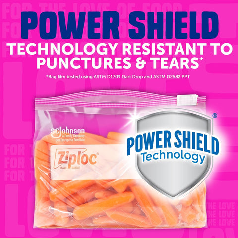 Ziploc Quart Food Storage Slider Bags, Power Shield Technology for More Durability, 42 Count
