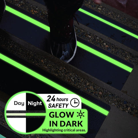 LifeGrip Anti Slip Traction Treads 6"x32" 5-Pack Glow in Dark Green Stripe