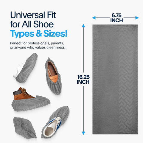 Premium Boot & Shoe Covers Disposable Booties - 100 Pack - Durable, Non-Slip, Non-Toxic, Water Resistant, Recyclable Protectors for Indoor & Outdoor - Large Size Fits Most Shoes