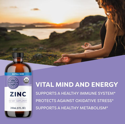 VIMERGY Liquid Zinc 7.5mg, Organic Immune Support, 120 Servings, 240 mL