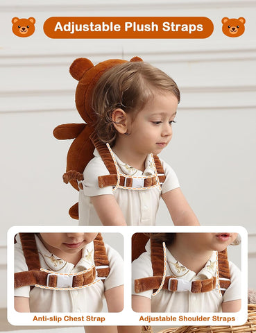 JunNeng Baby Head Protector Backpack for Walking Crawling, Brown Bear