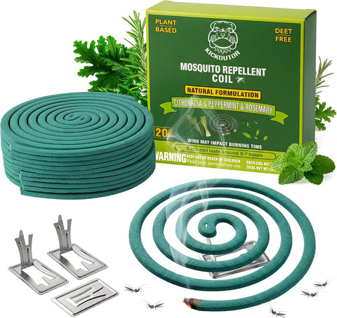 KICKOUTOR Mosquito Repellent Incense Coils with Citronella Oil, 20 Count