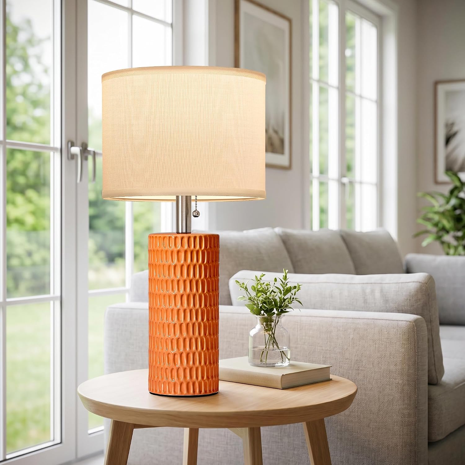 Reaketon 20” Modern Table Lamps Set of 2, Lamps for Bedroom, Orange
