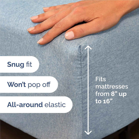 Full Size 4 Piece Sheet Set - Breathable & Cooling Sheets - Heathered Blue