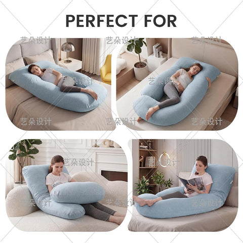 Jcickt Pregnancy Pillow for Sleeping,59 inch Maternity Pillow with Removable Washable Cover,J-Shaped Cooling Full Body Pregnant Pillow -Support for Backs,Legs, Belly, HIPS, Improve Sleep-Sky Blue