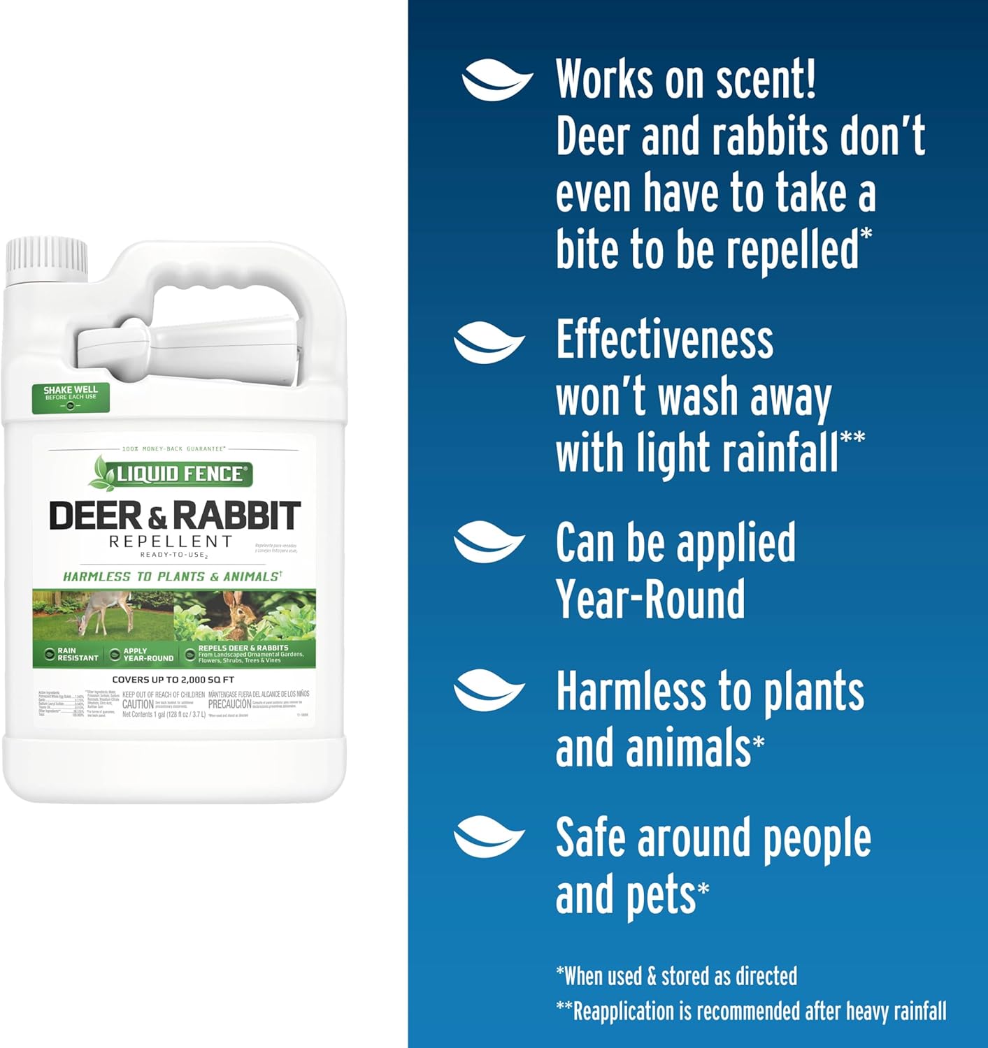 Liquid Fence Deer and Rabbit Repellent Ready-to-Use Spray, 1 Gallon