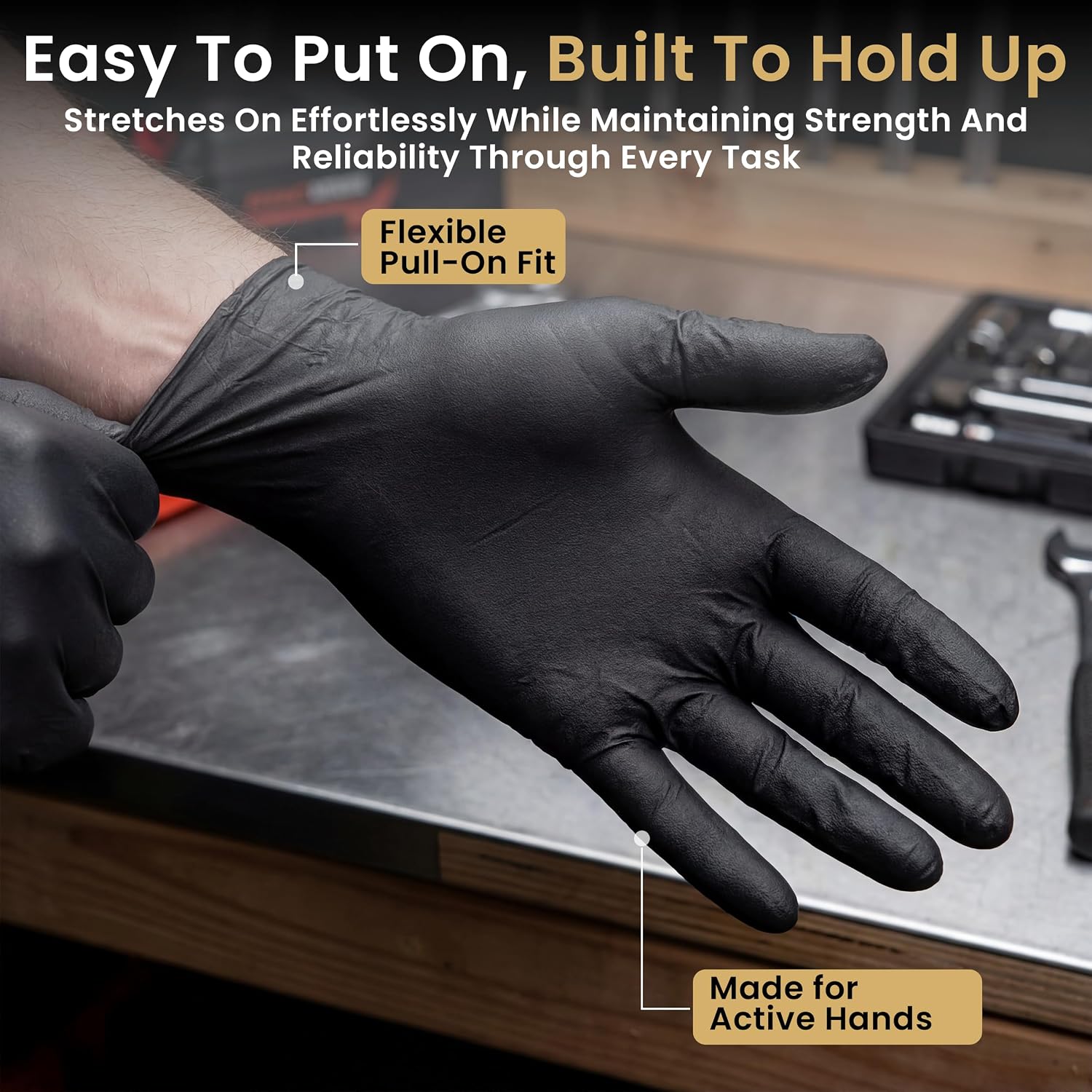 FifthPulse 6 Mil Black Nitrile Gloves, Heavy Duty Mechanic and Food Grade Glove - Powder-Free, Latex-Free Medical Exam Gloves