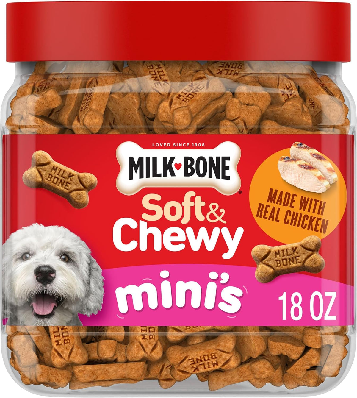 Milk-Bone Soft & Chewy Mini's Dog Training Treats, 18 oz Canister