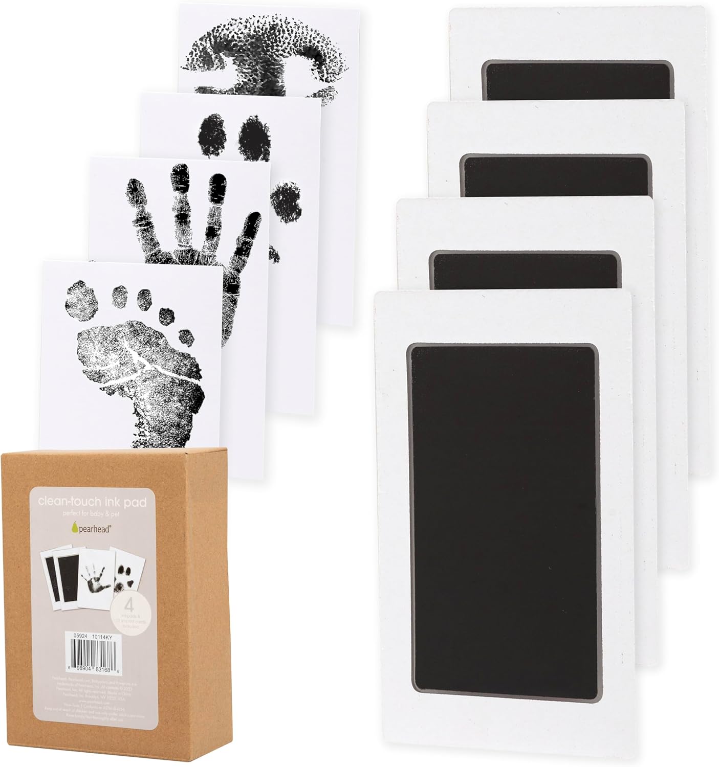 Pearhead 4-Pack Clean Touch Ink Pad Kit, Baby and Pet Pawprint Keepsake