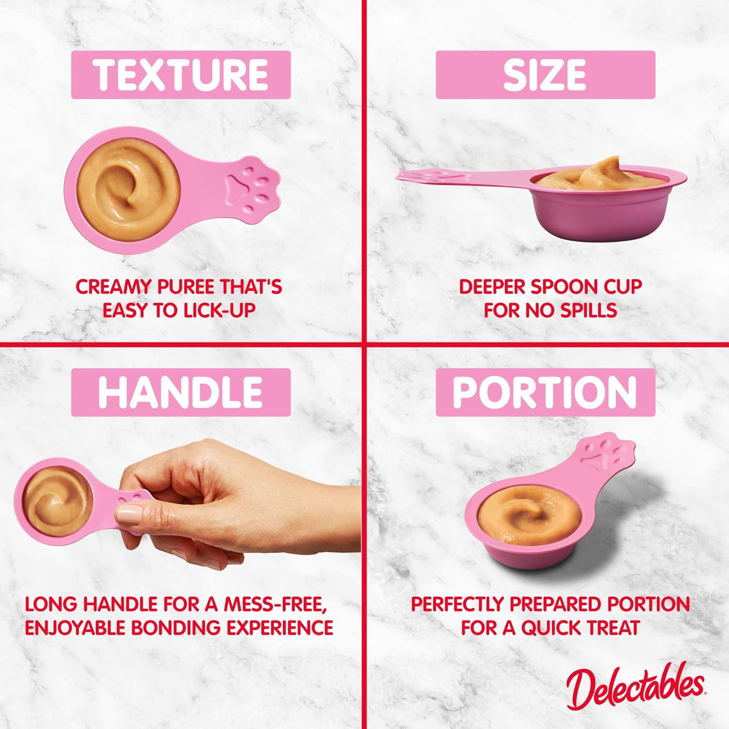 Delectables Lickable Spoon Handheld Wet Cat Treats Made with Real Tuna, Quick & Easy Creamy Puree, Mess Free, Grain-Free, No Added Fillers, No By-Products, No Added Preservatives, Tuna 96ct
