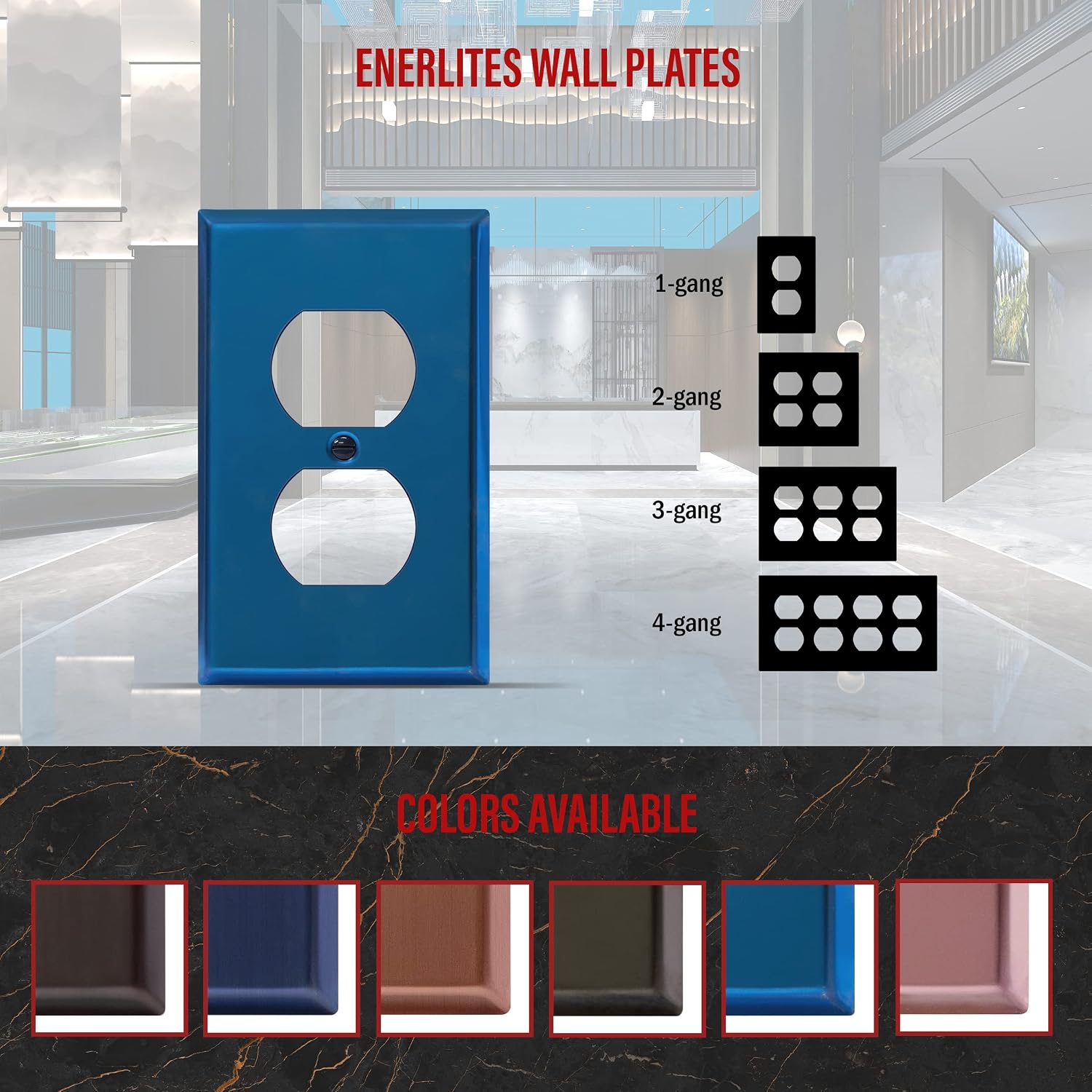 ENERLITES Duplex Receptacle Metal Wall Plate, 1-Gang, Polished Blue